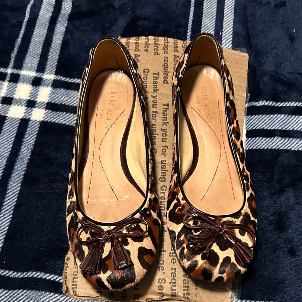 Kate Spade Animal Print Tassel Flats size  6